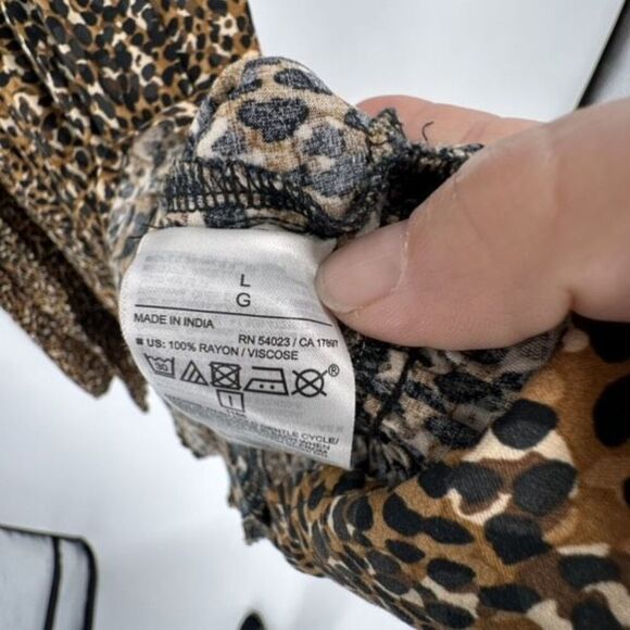 Old Navy Waist-Defined Ruffle-Trim Mini Dress Leopard Print Size Large - Picture 6 of 16